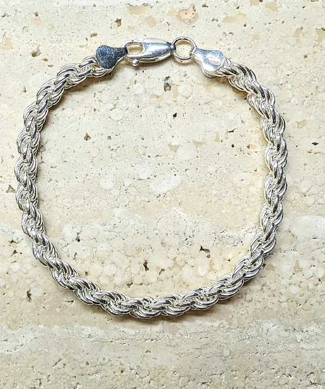 Ladies Bracelets for Visionaries-Sterling Silver Solid Rope Bracelet