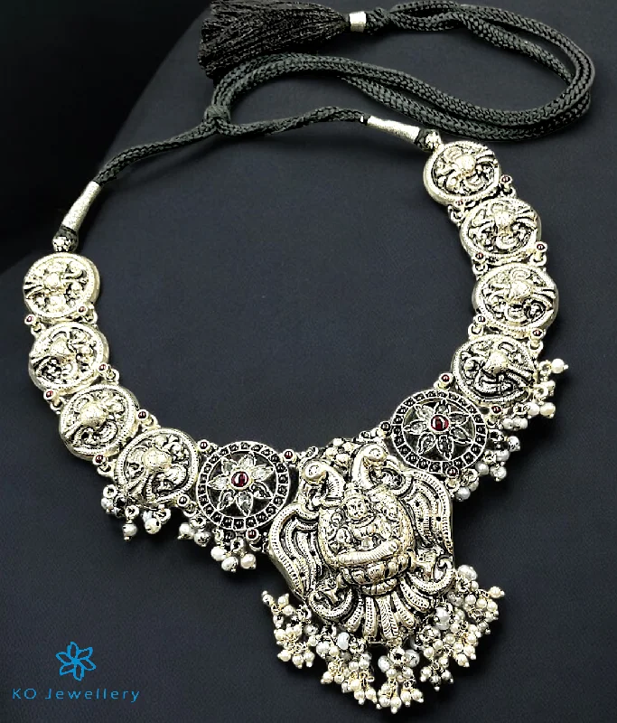 Ladies Necklaces with Coral-The Saranga Silver Gandaberunda  Necklace