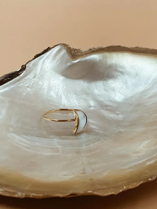 Confidence Rings -Essential Mother of Pearl Crescent Moon Ring