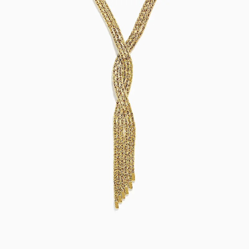 Blue Rings -14K Yellow Gold 17" Fringe Necklace