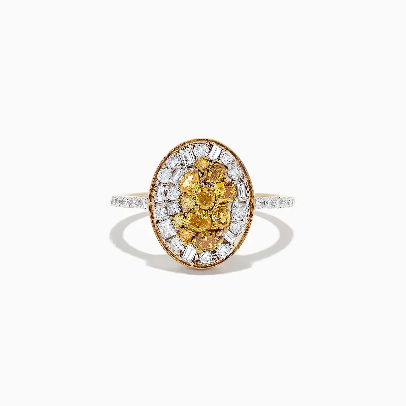 Celestial Rings -14K Yellow Gold Yellow and White Diamond Ring, 1.15 TCW