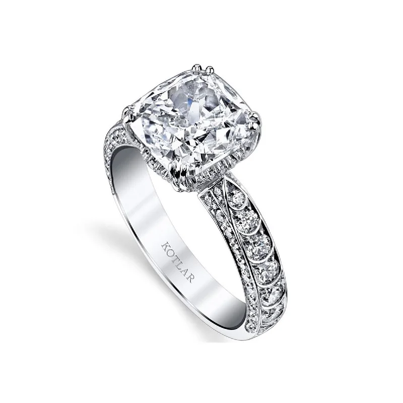 Puzzle Piece Engagement Rings -Platinum Kotlar Cushion Diamond Scallop Engagement Ring