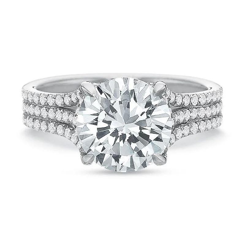 Unique Cut Engagement Rings -Tri Split Shank Diamond Engagement Ring Setting