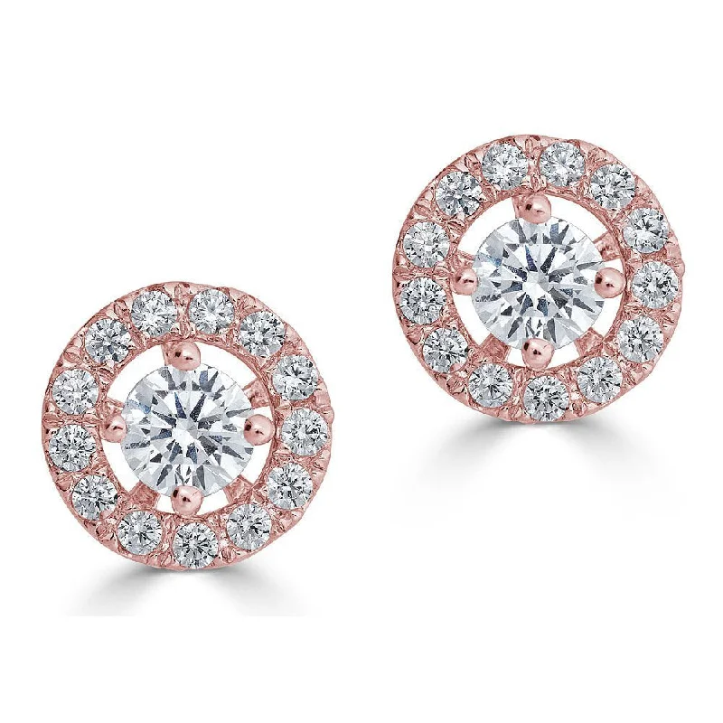 Asymmetrical Earrings -14KT 1/5 CTW DIAMOND ROUND HALO EARRING JACKETS FOR .15 CT STONE