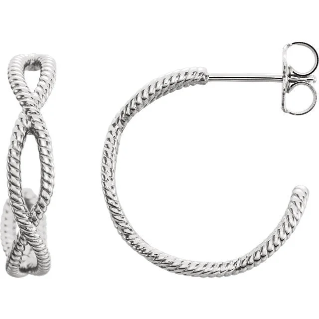 Sparkly Earrings -14KT White Gold Twist Rope Hoop Earrings