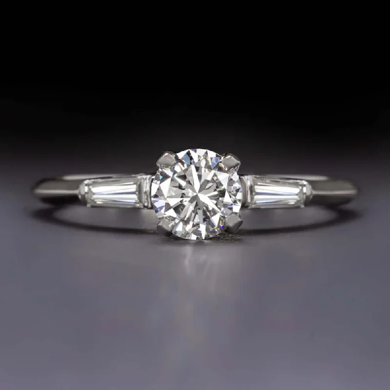 Organic Shape Engagement Rings -F-G VS2 ROUND CUT DIAMOND ENGAGEMENT RING 1/2 CARAT CLASSIC WHITE GOLD NATURAL