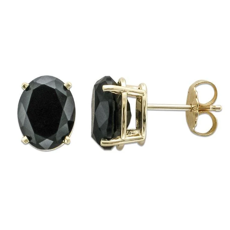 Yoga Earrings -14KT Yellow Gold Oval Black Onyx Earrings