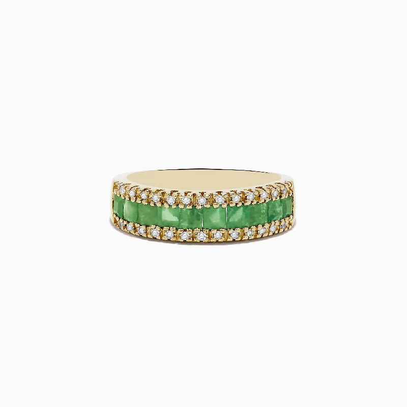 Vibrant Rings -Brasilica 14K Yellow Gold Emerald and Diamond Ring, 1.27 TCW