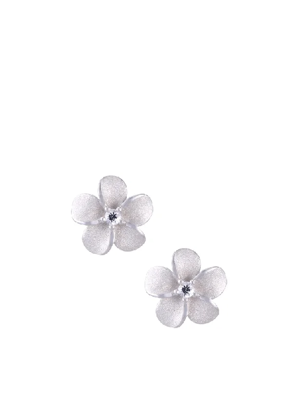 Handmade Earrings -Plumeria Stud Earrings in Precious Silver