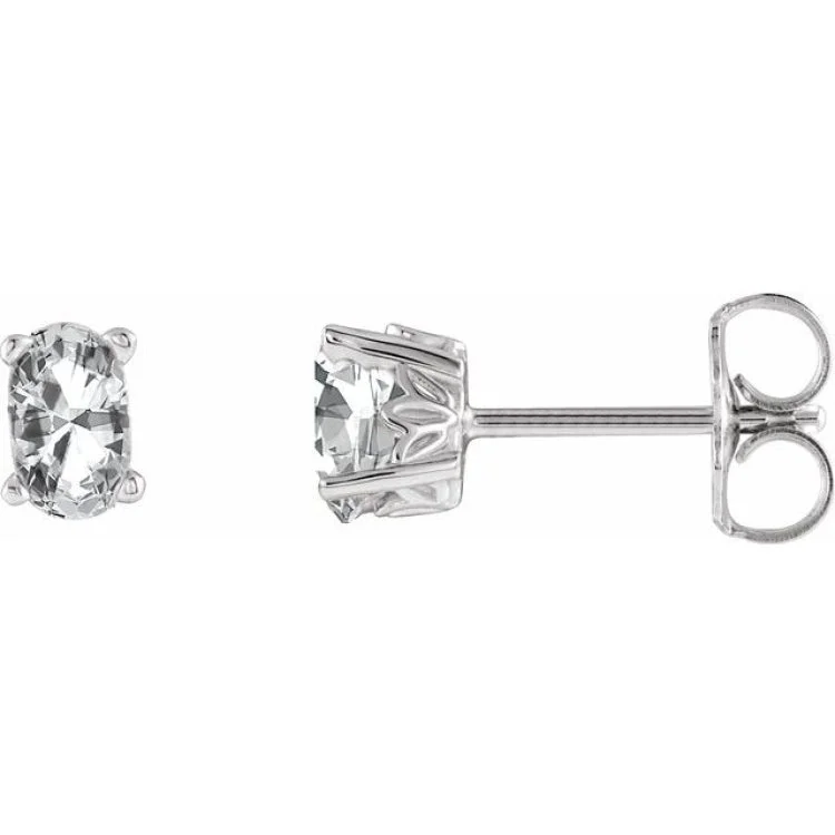 Luxury Earrings -14K White Natural White Sapphire Earrings