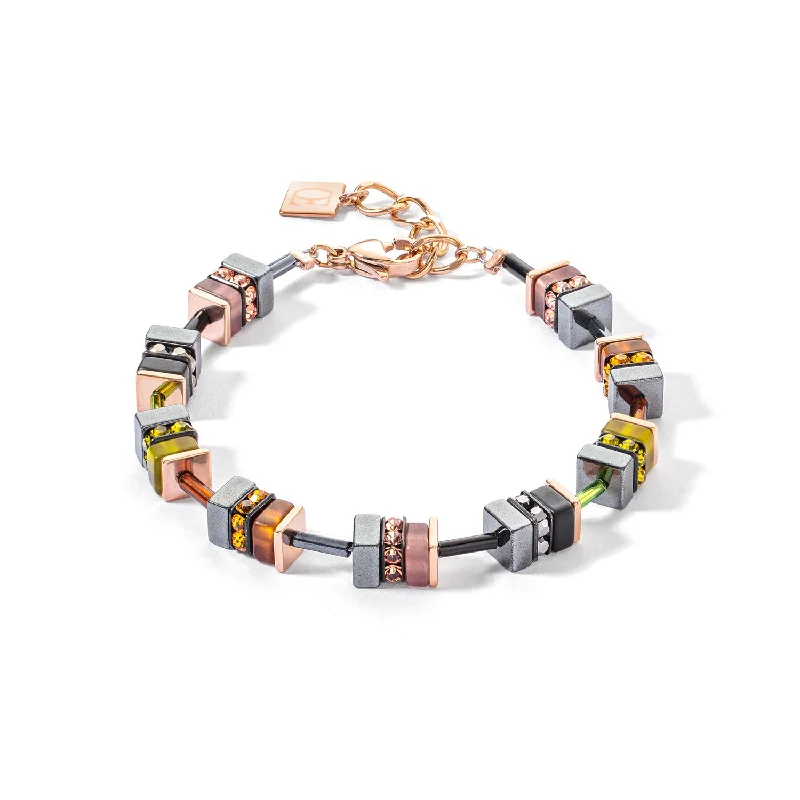 Ladies Bracelets with Clear Zircon-Coeur De Lion Sparkling Classic Elements Rose Gold Autumn Bracelet