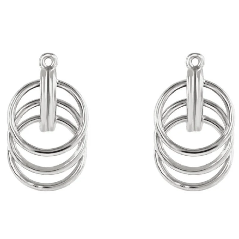 Smooth Earrings -14KT White Gold Triple Circle Earring Jackets