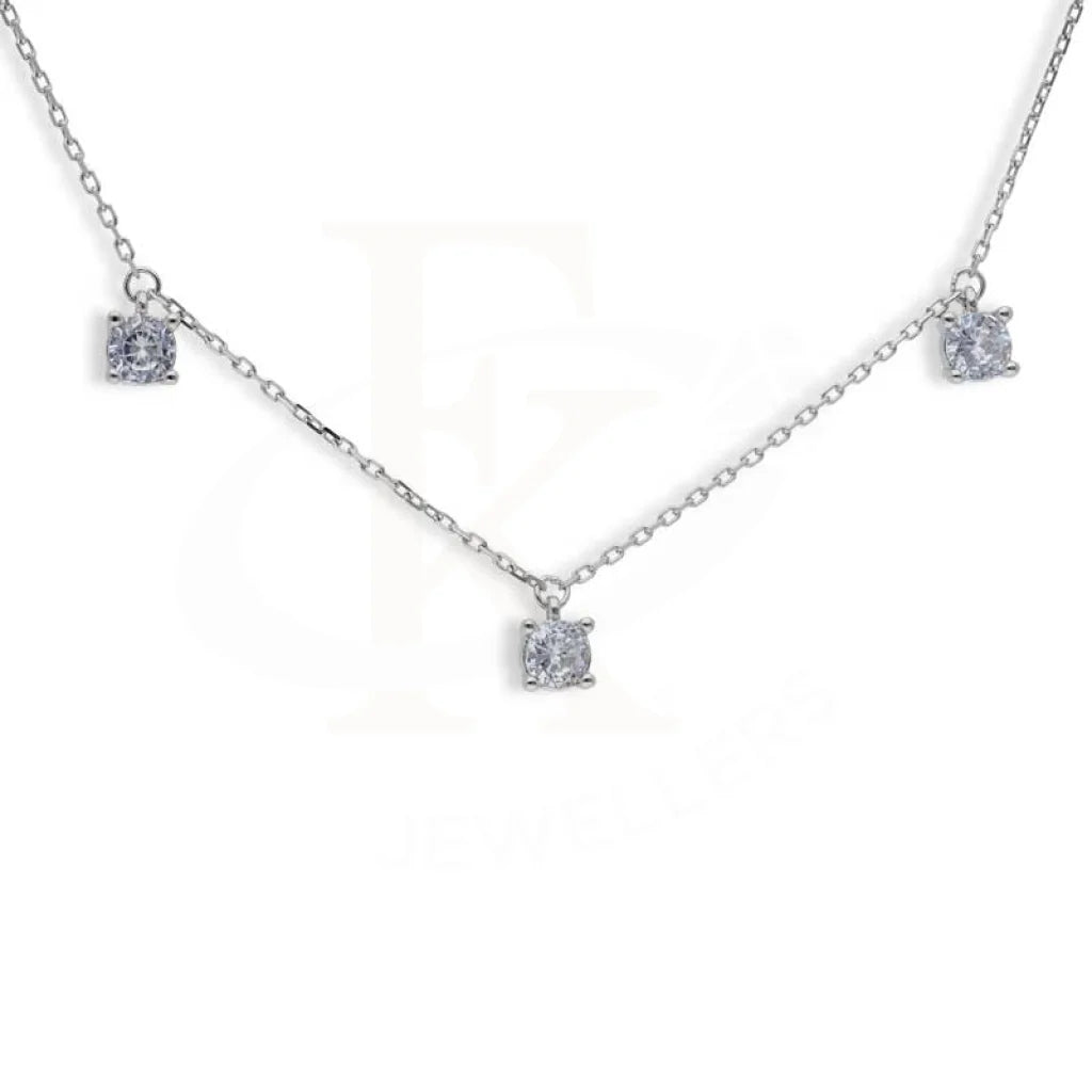 Ladies Necklaces for Retirees-Sterling Silver 925 Solitaires Necklace - FKJNKLSL2929