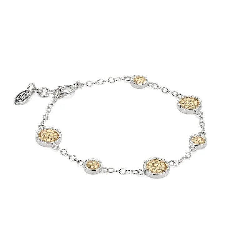 Ladies Bracelets Etched Design-Anna Beck Classic Station Bracelet - Gold & Silver