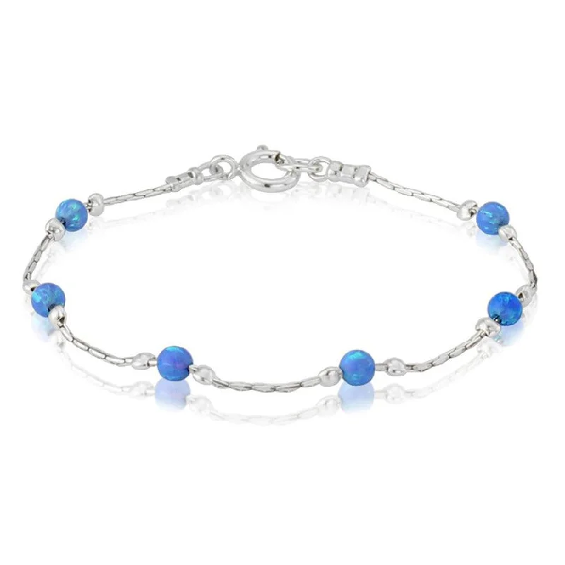 Ladies Bracelets with Brown Andalusite-Lavan Blue Opal and Silver Bracelet