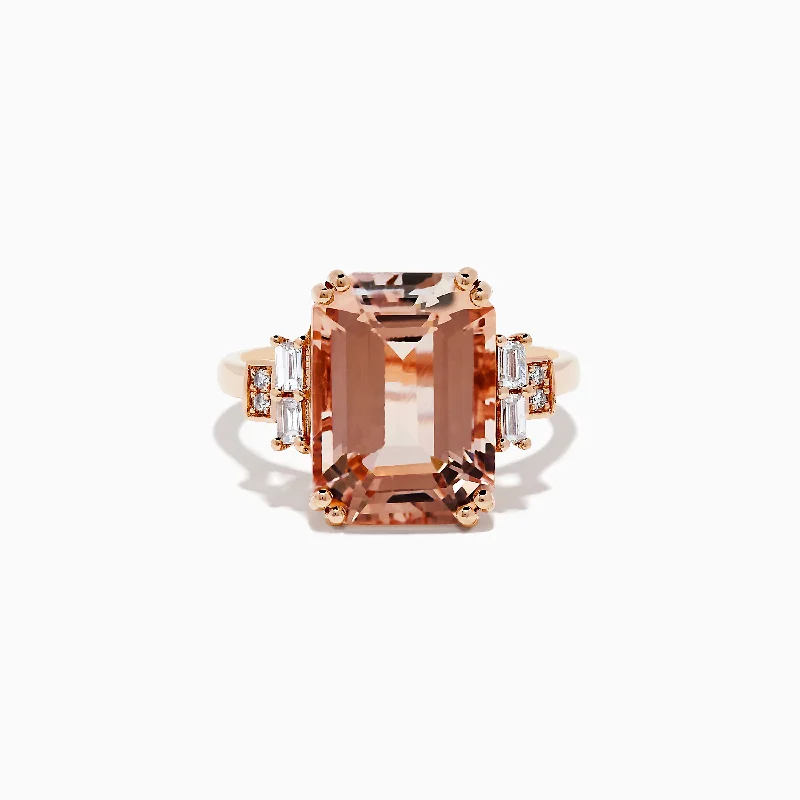 Signature Rings -14K Rose Gold Morganite and Diamond Ring