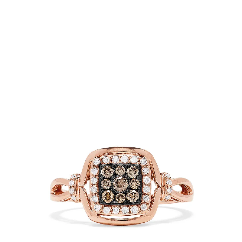 Enchanted Rings -14K Rose Gold Espresso and White Diamond Ring, 0.28 TCW