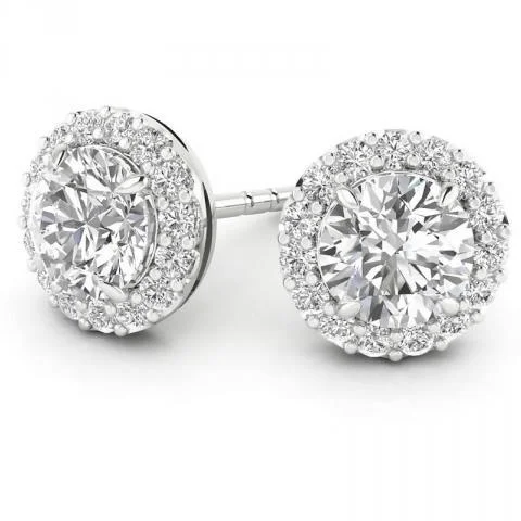 Oxidized Earrings -14KT White Gold 1 CTW Round Diamond Halo Earrings