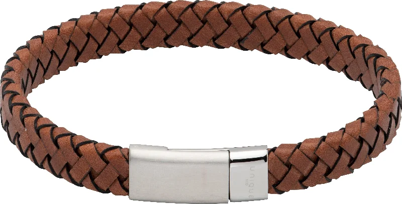 Ladies Bracelets Crescent Band-Unique & Co Antique Brown Leather Bracelet