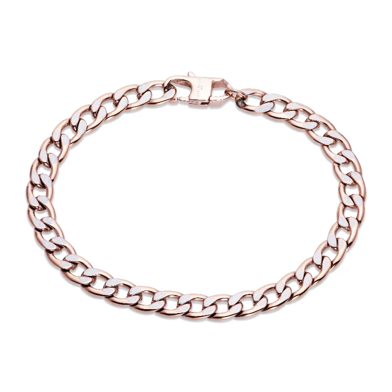 Ladies Bracelets for Musicians-Unique & Co Rose Gold Steel Chain Bracelet